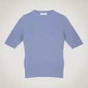 Maglia a mezza manica a costa larga 100% lana merino