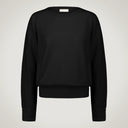 Crew neck sweater with shirt cuffs in merino wool and cashmere