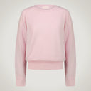 Crew neck sweater with shirt cuffs in merino wool and cashmere