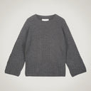 Wide crew neck sweater with flared sleeves in merino wool and cashmere