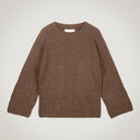 Wide crew neck sweater with flared sleeves in merino wool and cashmere