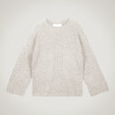 Wide crew neck sweater with flared sleeves in merino wool and cashmere