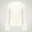 Maglia in pura lana merino scollo ampio sui lati con polsino svasato aperto 100% lana merino