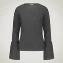 Maglia in pura lana merino scollo ampio sui lati con polsino svasato aperto 100% lana merino