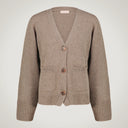 Slightly fitted three-button cardigan in merino wool and cashmere