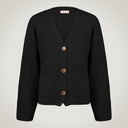 Slightly fitted three-button cardigan in merino wool and cashmere