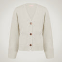 Slightly fitted three-button cardigan in merino wool and cashmere