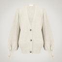 Cardigan oversize con polsini a doppio bottone in lana merino e cashmere