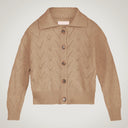 Giacchina con bottoni con collo a polo in lana merino e alpaca