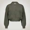 Bomber jacket with zip and diagonal pockets 100% merino wool