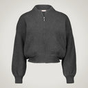 Bomber jacket with zip and diagonal pockets 100% merino wool