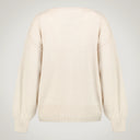 Oversized sweater with wide neckline on the sides and puffed sleeves in 100% merino wool