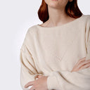 Maglia over scollo ampio sui lati con fondo manica a sbuffo 100% lana merino - TRÈS AMIE 