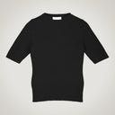 Maglia a mezza manica a costa larga 100% lana merino