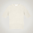 Maglia a mezza manica a costa larga 100% lana merino