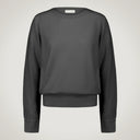 Crew neck sweater with shirt cuffs in merino wool and cashmere