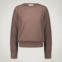 Crew neck sweater with shirt cuffs in merino wool and cashmere