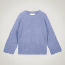Wide crew neck sweater with flared sleeves in merino wool and cashmere