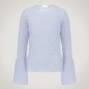 Maglia in pura lana merino scollo ampio sui lati con polsino svasato aperto 100% lana merino