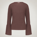 Maglia in pura lana merino scollo ampio sui lati con polsino svasato aperto 100% lana merino