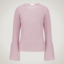 Maglia in pura lana merino scollo ampio sui lati con polsino svasato aperto 100% lana merino