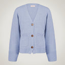 Cardigan a tre bottoni leggermente sfiancato in lana merino e cashmere