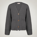 Cardigan a tre bottoni leggermente sfiancato in lana merino e cashmere
