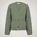 Cardigan a tre bottoni leggermente sfiancato in lana merino e cashmere