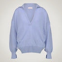 Polo oversize con collo camicia e polsi aperti in lana merino e cashmere