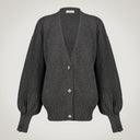 Oversized cardigan with double-button cuffs in merino wool and cashmere