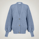 Cardigan oversize con polsini a doppio bottone in lana merino e cashmere