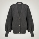 Cardigan oversize con polsini a doppio bottone in lana merino e cashmere