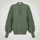 Cardigan oversize con polsini a doppio bottone in lana merino e cashmere
