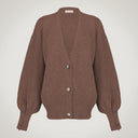 Cardigan oversize con polsini a doppio bottone in lana merino e cashmere