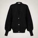 Cardigan oversize con polsini a doppio bottone in lana merino e cashmere