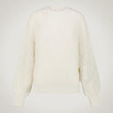 Maglia oversize girocollo punto fantasia con maniche ampie in lana merino e alpaca