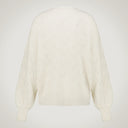 Maglia oversize girocollo punto fantasia con maniche ampie in lana merino e alpaca