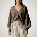 Oversized cardigan with double-button cuffs in merino wool and cashmere