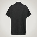 Oversized sweater with deep central neckline in alpaca blend