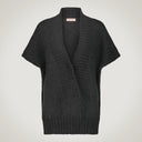 Oversized sweater with deep central neckline in alpaca blend