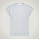 Maglia girocollo semi smanicata in merino e alpaca