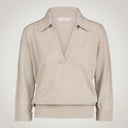 Polo slim-fit manica 3/4 con risvolto in lana merino, seta e cashmere