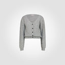 Cardigan 3 bottoni corto in vita a costa alternata