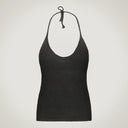 Twin set low-cut top with back tie, alpaca blend jacket with hook