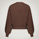 Cardigan 4 bottoni semi oversize con manica a sbuffo 100% lana merino