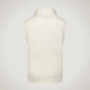 Semi-oversized sleeveless sweater with wide collar in 100% merino wool
