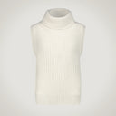 Semi-oversized sleeveless sweater with wide collar in 100% merino wool