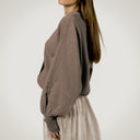 Oversized cardigan with double-button cuffs in merino wool and cashmere