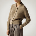 Merino wool and alpaca polo-neck button-up jacket