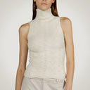 Patterned sweater with American armholes in merino wool and alpaca